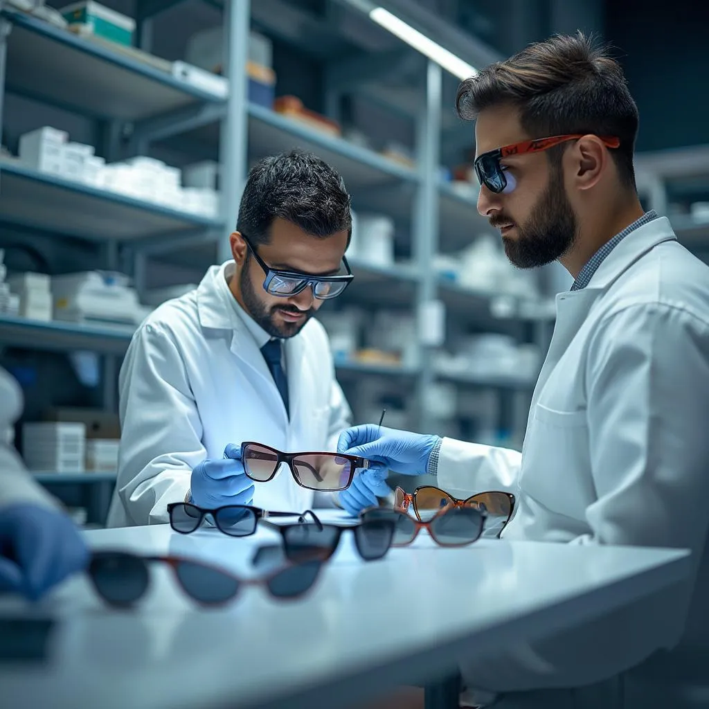 Testování brýlí v laboratoři